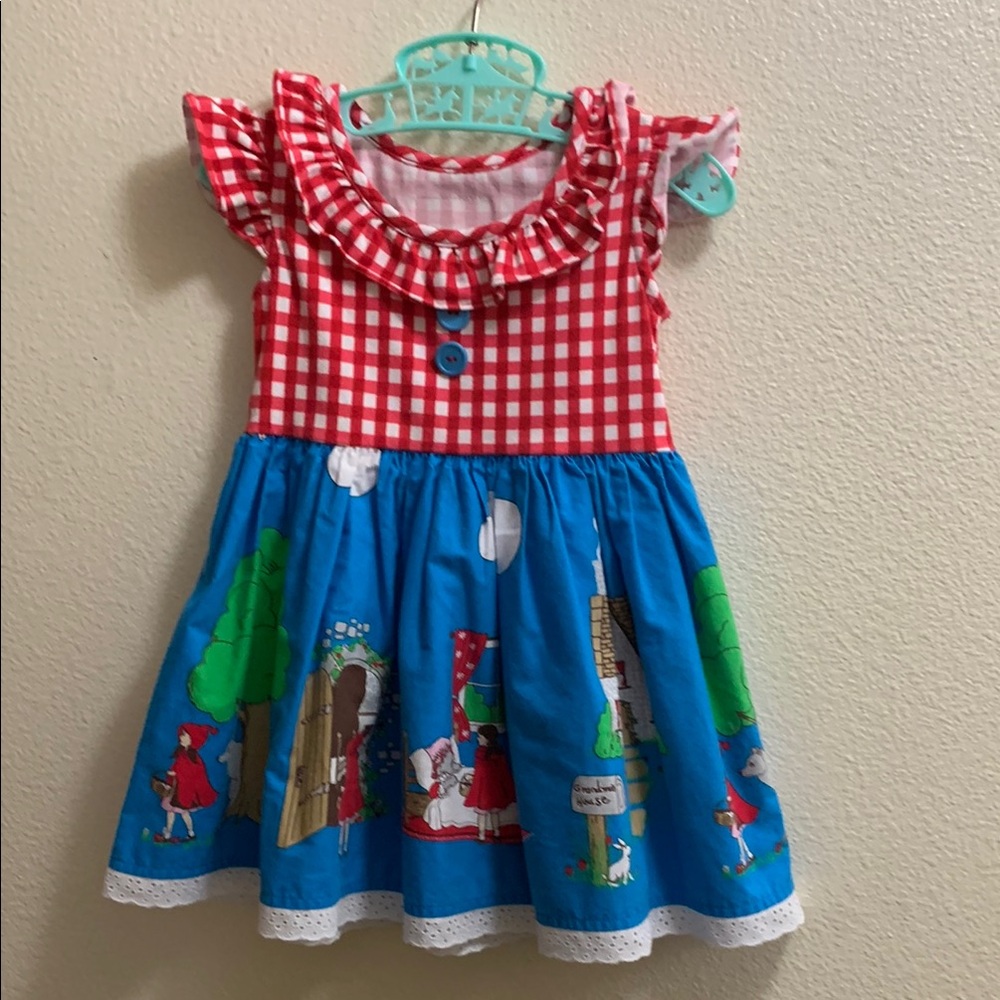 Eleanor Rose Red Riding Hood Red Blue Gingham Dress Size 18 Months Ruffles
